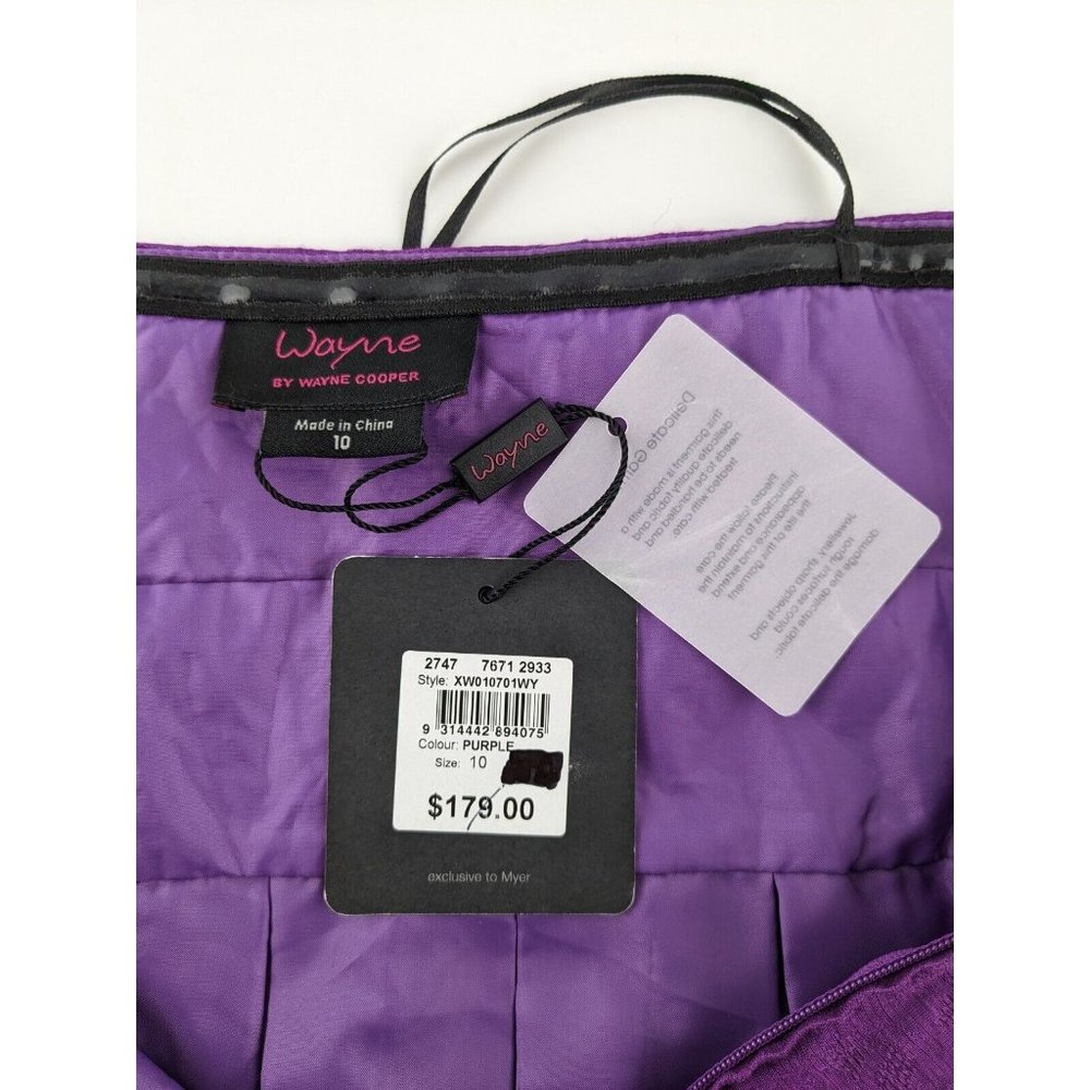 Wayne By Wayne Cooper Womens Dress Size 10 Purple Lined Strapless A-Line NEW - Picture 6 of 8